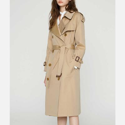 China 2022 Sustainable Spring and Autumn New Korean Double Button Loose Over Knee High End Women's Clothing Ladies Anorak Mid Length Coat for sale