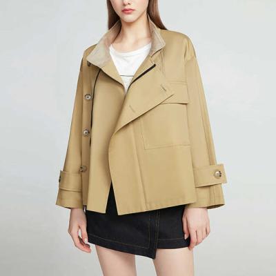 China 2022 Spring and Autumn New Cotton Women's Clothing Loose Fashion Loose Version Stand Collar Korean Ditch Coat for sale