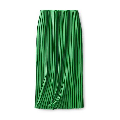 China 2022 New Women's One-Word Solid Color Fork Thin Pleated Side Skirt Temperament Anti-static Elegant High Waist for sale