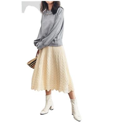 China 2022 anti-static Japanese first spring elegant a retro long pleated dress elastic waist middle high length line for sale