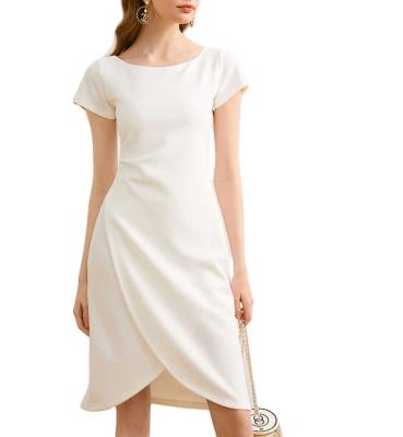 China 2022 Summer Anti-static Hot Selling Women's High-waist Short Sleeve Elegant Bag Hip Dress Elegant Pleated Mid-Length Skirt For Girl for sale