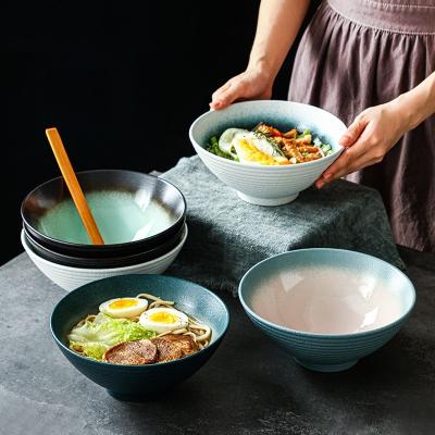 China 8.25 Inch Round Oven Luster Pasta Soup Dinnerware Color-Changing Hot Sustainable Ceramic Salad Bowl for sale