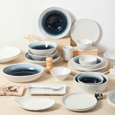 China Sustainable Arcopal Style Nordic Modern Natural Shape Matte Stoneware Ceramic Porcelain Dinnerware White Sets For Restaurant for sale