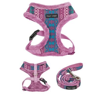 China Padded Soft Stylish Eco-Friendly Breathable Cotton Matching With Leash Sex Pet Fleece Warm Dog Harness Set for sale