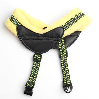 China Reflective Customized Light-reflecting Breathable Fleece Padded Nylon Leather Chest Strap Dog Harness for sale