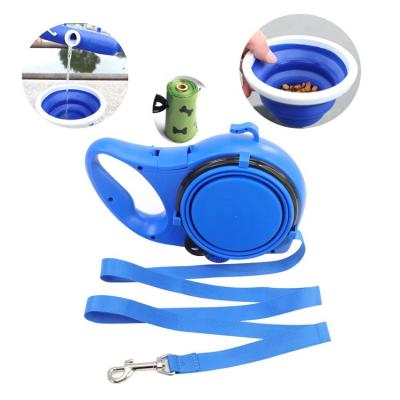 China Custom Logo New Arrival Wholesale Dog Leash Convenient Quick Release With Collapsible Water Bottle Bowl And Poop Bag Dispenser for sale