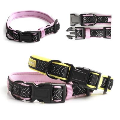 China Custom Popular Outdoor Sports Safety Buckles Neoprene Padded Reflective Nylon Webbing Dog Collar for sale