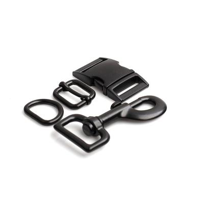 China Wholesale 10mm/15mm/20mm/25mm/38mm Eco Friendly Black Dog Collar Metal Metal Buckle Set Pet Collar Hardware for sale