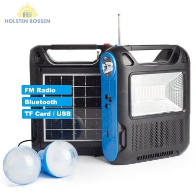 China 3 All In One Kit Home Outdoor Portable Solar Lights Lighting System Solar Powered System With Usb Fm for sale