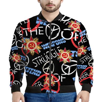 China QUICK DRY hip hop men quilted leather winter all over print bomber jacket for men for sale