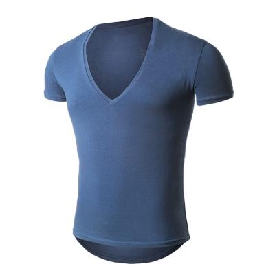 China Plain Anti-Wrinkle Blank T Shirts To Print Wholesale Fast Delivery V Neck T Shirts Men for sale