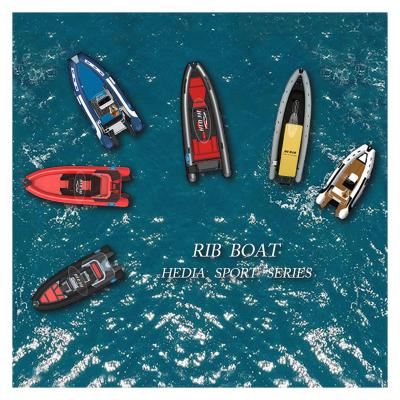 China Special design available upon your request Hedia CE Fishing Rigid Inflatable Hypalon Rubber Rubber Rigid High Speed ​​Aluminum Orca Rib Deep V Inflatable Sports Boat With Motor for sale