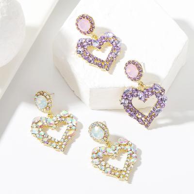 China Hyperbole JM Women's Fashion Jewelry Hyperbole Heart Shape Full Diamond Earrings Women 2021 Multicolor for sale