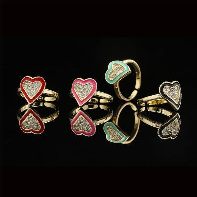 China JM Neo-Gothic High Quality Trendy Full Diamond Heart Sterling Silver Gold Rings For Women for sale