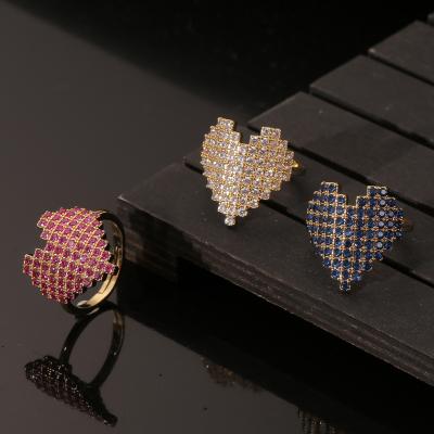 China JM Punk Hot Selling OEM Adjustable Opening Heart Rings Gold Plated Diamond Rings for sale