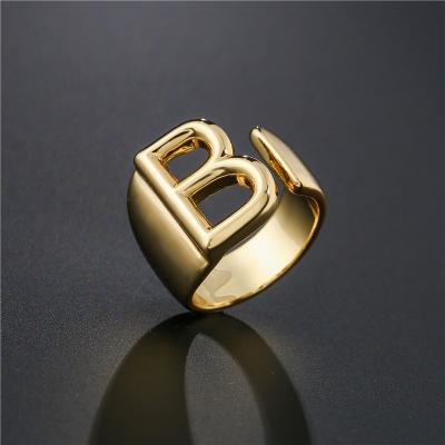 China OEM High Quality Gold BOHEMIA JM Chunky Wide Hollow A-Z Letter Rings Initial Letter Rings for sale