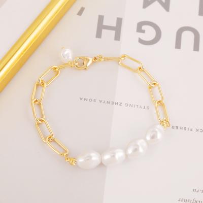 China JM Nature Pearl Neo-Gothic Freshwater Beaded Charm Bracelet Baroque Pearl Bracelet with 18k Gold Plated for sale