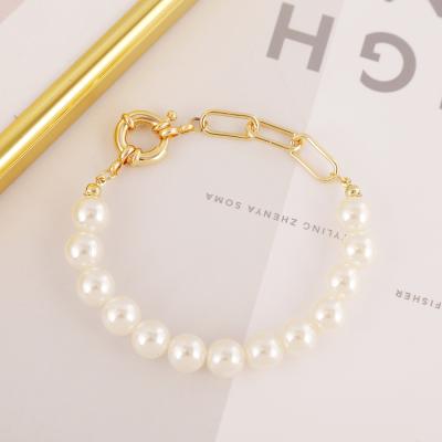 China JM 18k Neo-Gothic Freshwater Pearl Bracelet with Link Chain Women for sale