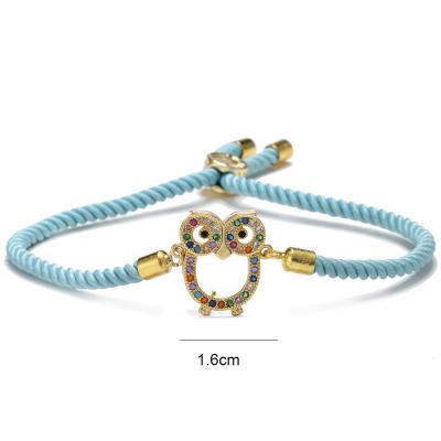 China JM Jewelry Charm Women Charm Women Stainless Steel Adjustable Gold Plated Couples Blue Owl Bracelets Shiny Elegant Cute for sale