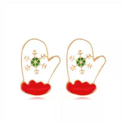 China JM 2021fashion Religious Christmas Element Shape Oil Drop Plated Earrings Christmas Jewelry for sale