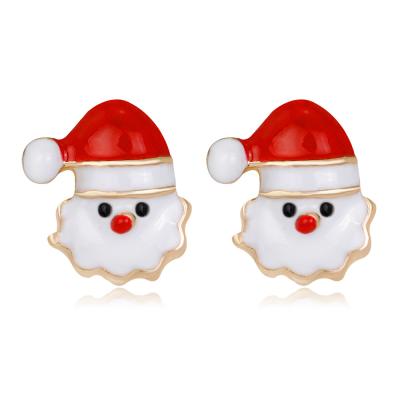 China JM 2021fashion Santa Claus Religious Cute Oil Drop Plated Earrings Christmas Jewelry for sale