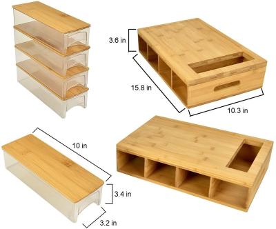 China Large Sustainable Bamboo Cutting Board With Drawers Trays Containers Storage Cutting Board Chopper And Lids Meal Prep With Tray for sale