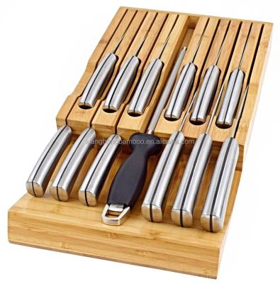 China Viable bamboo knife block knife holder suitable for 12 knives and a sharpener for sale