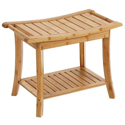 China Bamboo shower bench with storage shelf and handles 23.6 x 13 x 17.7 inches for sale