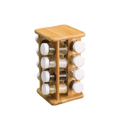 China Sustainable Piece B16 Bamboo Spice Rack Holder Countertop Spice Rotating Organizer, Natural for sale