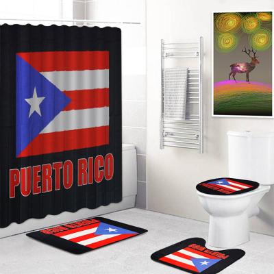 China Sustainable Custom High Quality 3D Folding Puerto Rico Waterproof Shower Curtain for sale