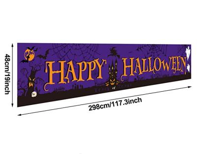 China Healthcare Institutes Outdoor Funny Scary Banner With Witch Pumpkin Ghost Element Banner For Halloween Yard Garden Party Decoration for sale