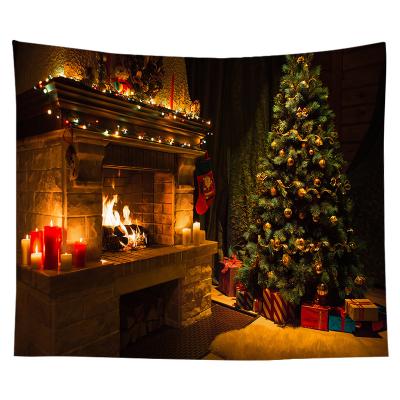 China Wholesale Cheap Waterproof 100% Polyester Fabric Merry Christmas Tapestry For Home Decoration for sale