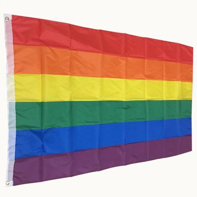 China Strong Color Stability Wholesale 90*150cm Polyester Pride Rainbow LGBT Flag For Promotion for sale