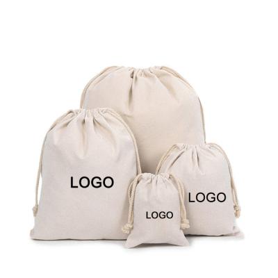 China Custom Logo High Quality 5oz Canvas Gift Bag Drawstring Bag Small Calico Cotton Drawstring Bag for sale