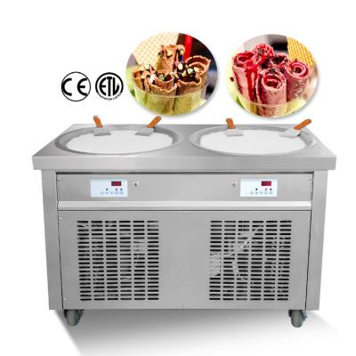 China USA Tax Snack Factory Free Shipping Included ETL Double Pan Fried Ice Cream Roll Machine/Ice Cream Roll Machine/Ice Cream Machine for sale