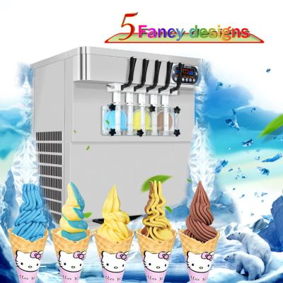 China Snack Factory 5 Flavors Color Rainbow Soft Serve Sundae Making Machine/Brave Man/Frozen Yogurt Ice Cream Maker Ice Cream Machine for sale