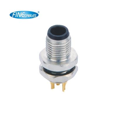 China Electrical Panel Mount 3/4p Back Attached Sensor M5 Circular Male Straight Connector Waterproof IP67 Power Welding For Signal for sale