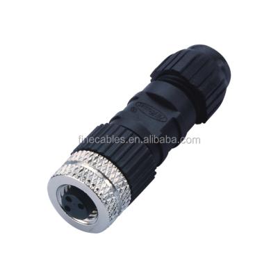 China IP67 automotive industrial waterproof electrical wiring m8 wire female connector 3p/4p/6p/8P for sale