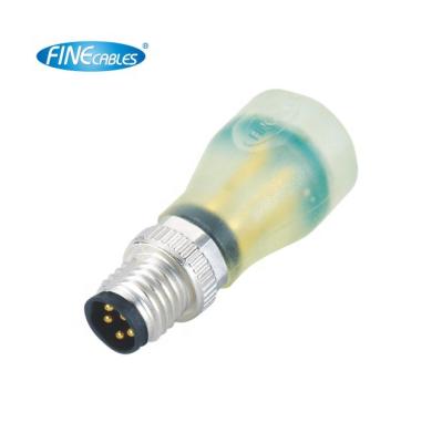 China 5 Pin Male LED Automotive Waterproof Circular Power Connector Circular M8 Code Finecables IP67 B Transparent Connector for sale