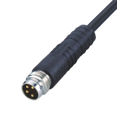 China IP65 M8 Power Molded Cable Straight Male Snap-In Colding 3 Pin 4 Pin Connectors for sale