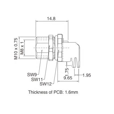 China Finecables M8 3/4p Automotive PCB Front Panel Mount Socket Electrical Shield IP67 Right Angle Connector For Signal for sale