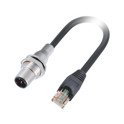 China EnherNet Work CAT6A/7 Extension Cables Front Panel Mount Male D Code M12 4P To RJ45 8P8C Socket Electrical Connector for sale