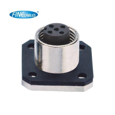 China High Quality Waterproof Solder M12 Panel Mount 4pin Automotive Female Connector With Flat Flange for sale