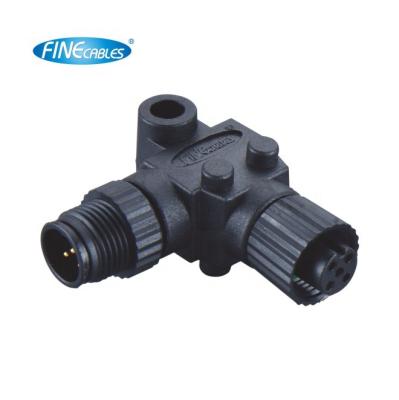 China Finecables IP67 Waterproof Automotive Male To Female Electrical Plastic L Splitter M12 Connector For Marine for sale