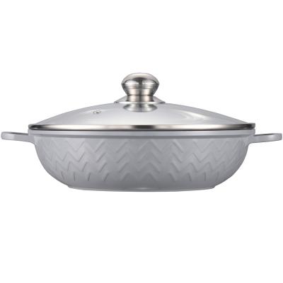 China 10pcs Diecst Sustainable Aluminum Non-stick Marble Coating Shallow Casserole for sale