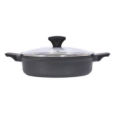 China Sustainable Hot Sale Shallow Casserole Cookware Aluminum Coating Soup Pot for sale