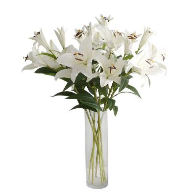 China Extra Large Lilies Realistic Artificial Flowers Simulation 3 Head Simulation Flowers for sale