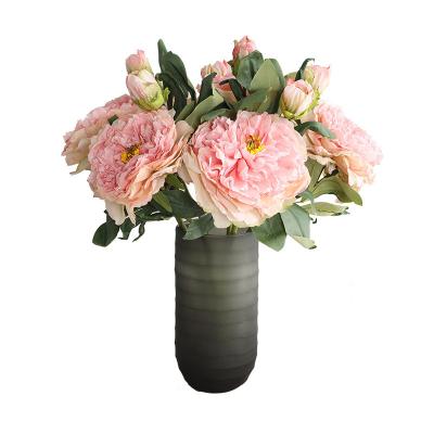 China Autumn Style 2 Head Scorched Edge Peony Simulation Flowers Korean Style Bridal Handheld Artificial Peony Bouquet for sale