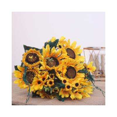 China Sunflowers Realistic Artificial Flowers Home Decor Fake Simulation Bouquet for sale