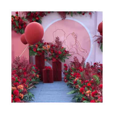 China Red Simulation Flowers Wedding Stage Decoration Fake Plastic Flowers for sale